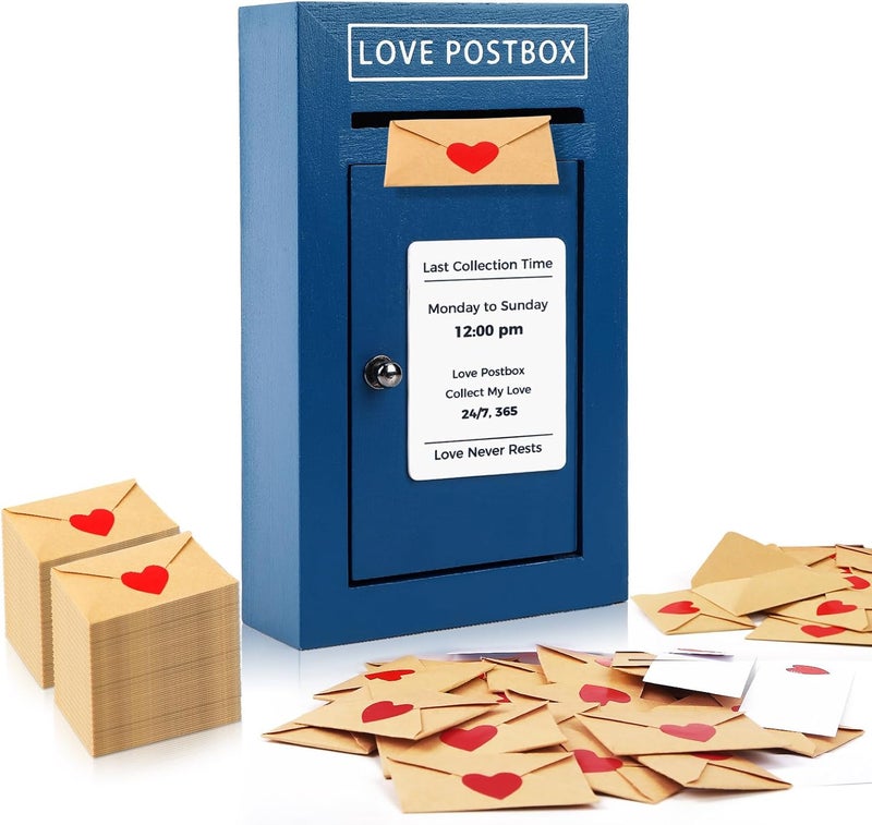 JULEASEL Store Romantic Love Postbox with 50 Mini Love Notes and Envelopes, Valentines Day Gifts for Him, Cute Valentines Gift for Husband Boyfriend, Vday LoveLetter, Long Distance Relationship Gifts - Image 1